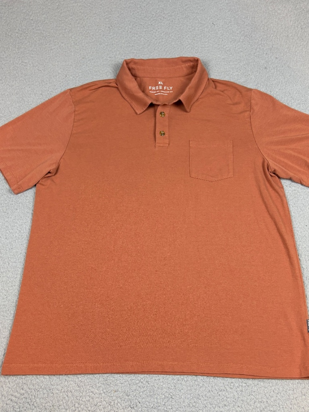Free Fly Polo Shirt Mens Size XL Orange Performance Bamboo Pocket Stretch Casual